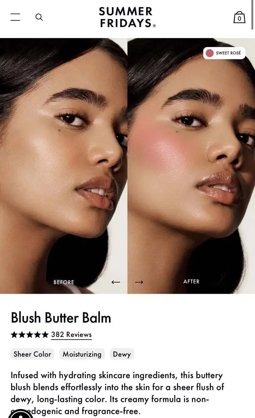 2 Summer Fridays Blush Butter Balm Duo in Pink Sunset and Sweet Rosé